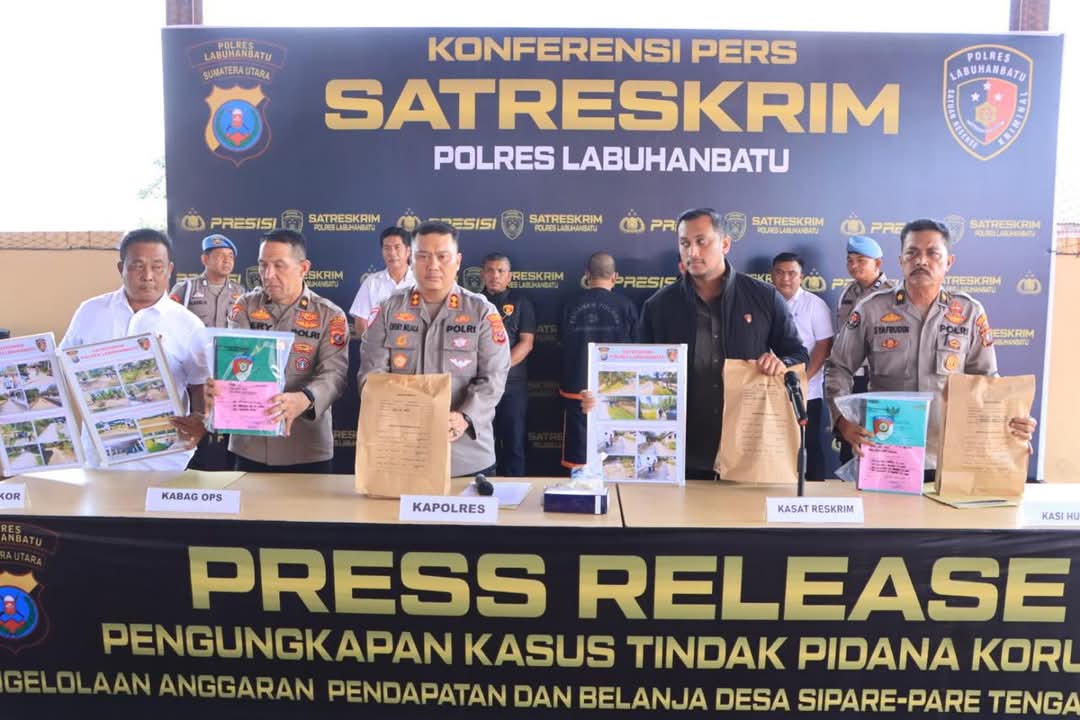 Korupsi APBDes Sekitar 740 Juta, Polres Labuhanbatu Gelar Konferensi Pres 