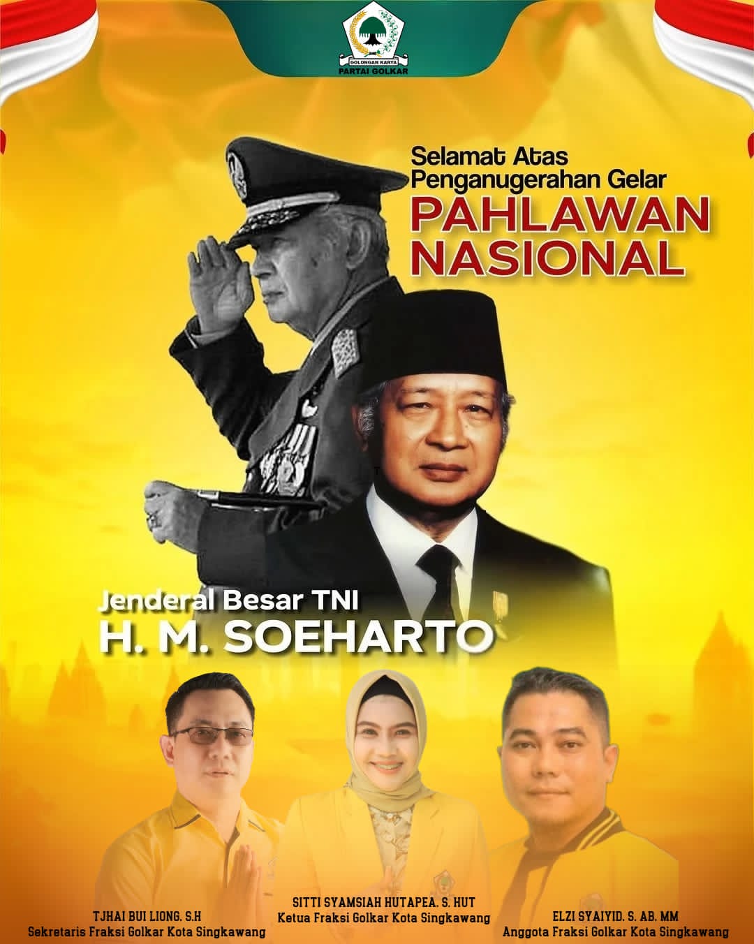 Ketua Fraksi Golkar Singkawang Apresiasi Penetapan Soeharto Sebagai Pahlawan Nasional