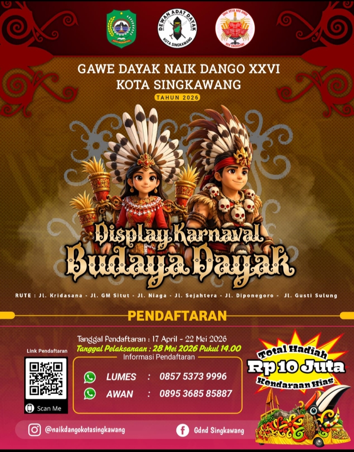 Warna-warni Budaya: Singkawang Siap Sambut Karnaval Gawe Dayak Naik Dango 2026