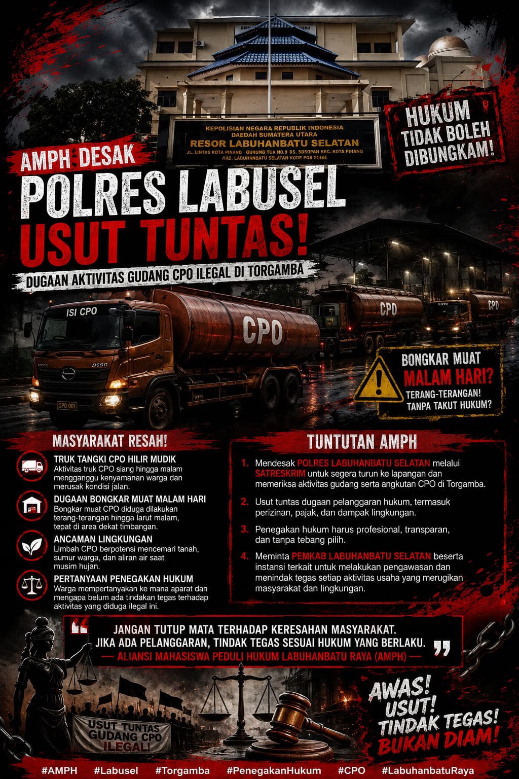 AMPH Labuhanbatu Raya Ancam Demo Polres Labusel, Desak Tutup Gudang CPO Diduga Ilegal di Pinang Awan