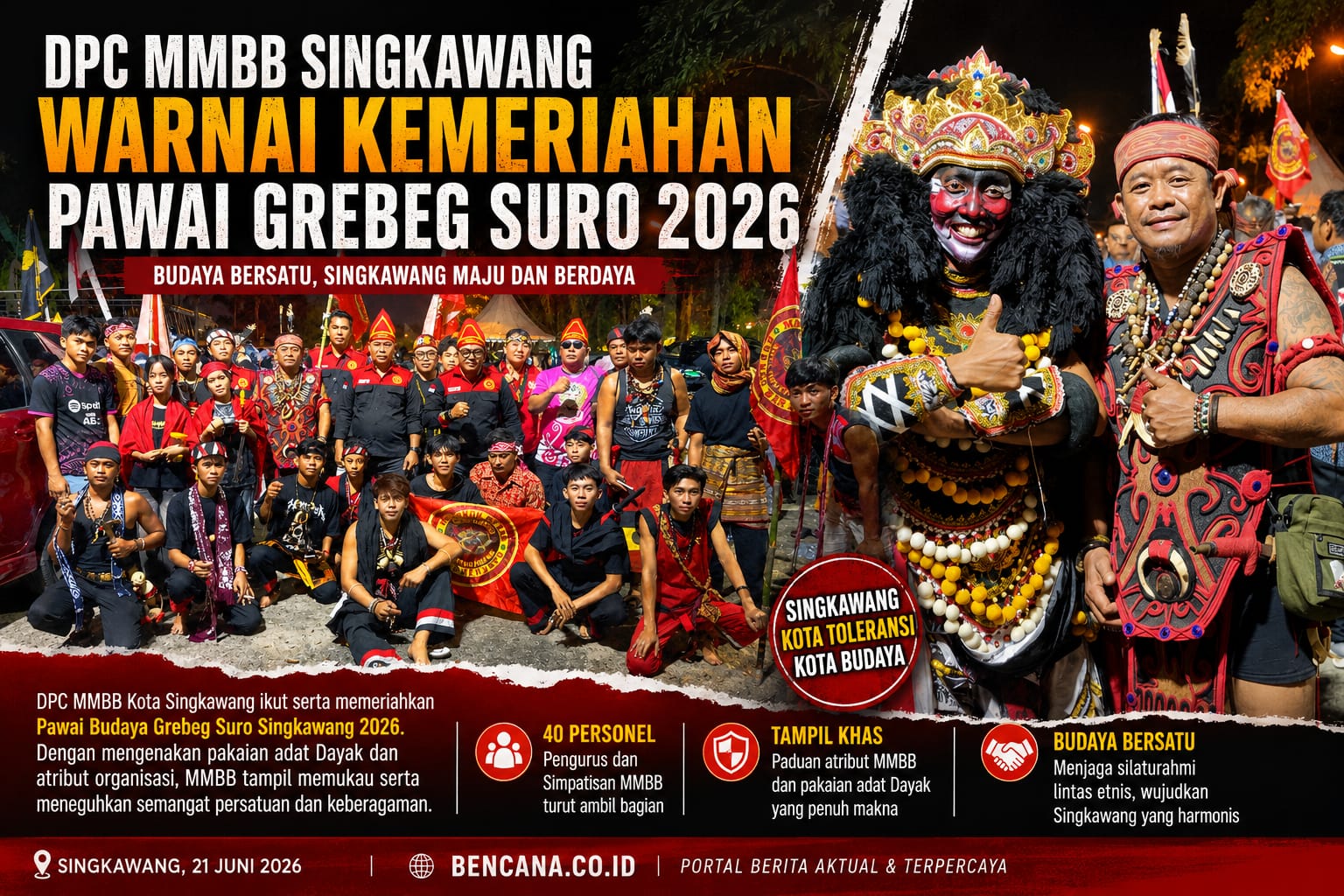 DPC MMBB Singkawang warnai Kemeriahan Pawai Budaya Grebeg Suro 2026