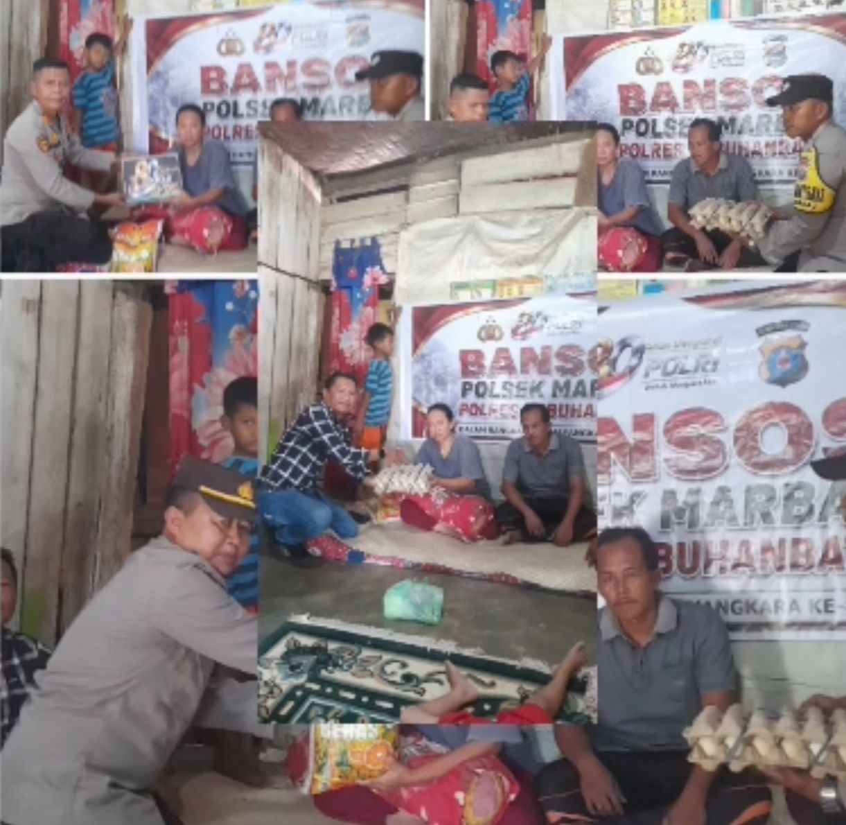 Polsek Marbau Polres Labuhanbatu Berbagi Kasih Jelang HUT Bhayangkara ke-80, Warga Aek Tapa Terharu