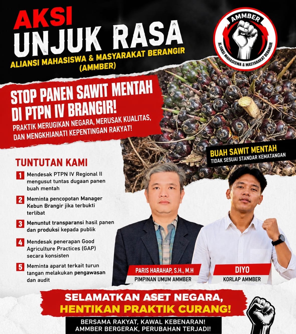 Manager Tak Kunjung Klarifikasi, Aliansi Mahasiswa Masyarakat Brangir Ancam Gelar Aksi Damai di PTPN Kebun Brangir