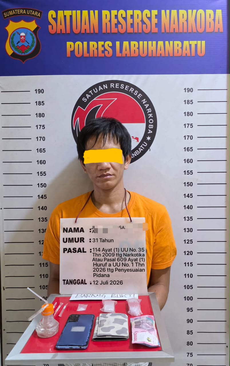 Residivis Kambuh! JIS Ditangkap Satresnarkoba Polres Labuhanbatu Saat Edarkan Sabu