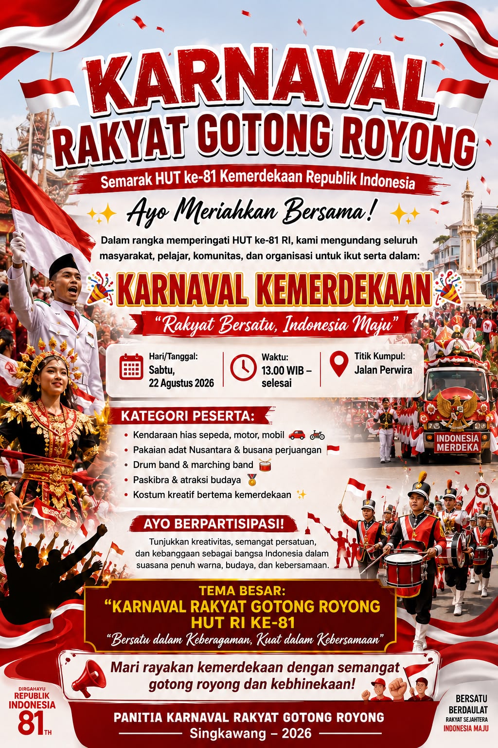 Karnaval Rakyat Gotong Royong Siap Guncang Singkawang, Semarakkan HUT ke-81 RI